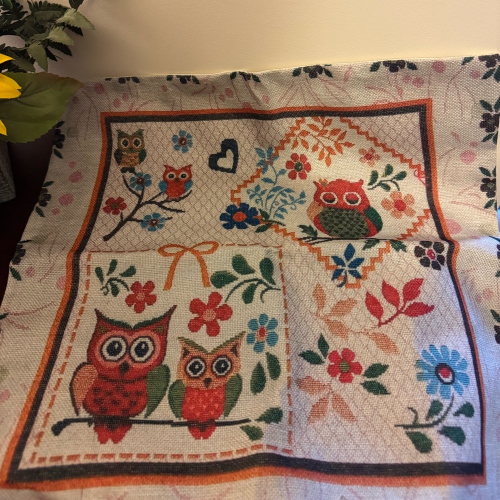 Colorful Owl Throw Pillow Case